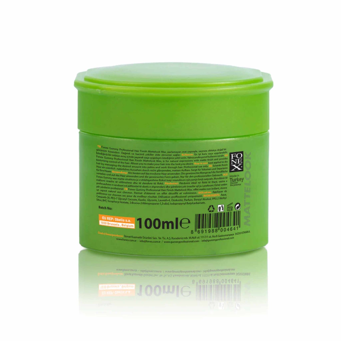 Fonex Hair Styling Wax Matte Look Ingredient Label 100 ml