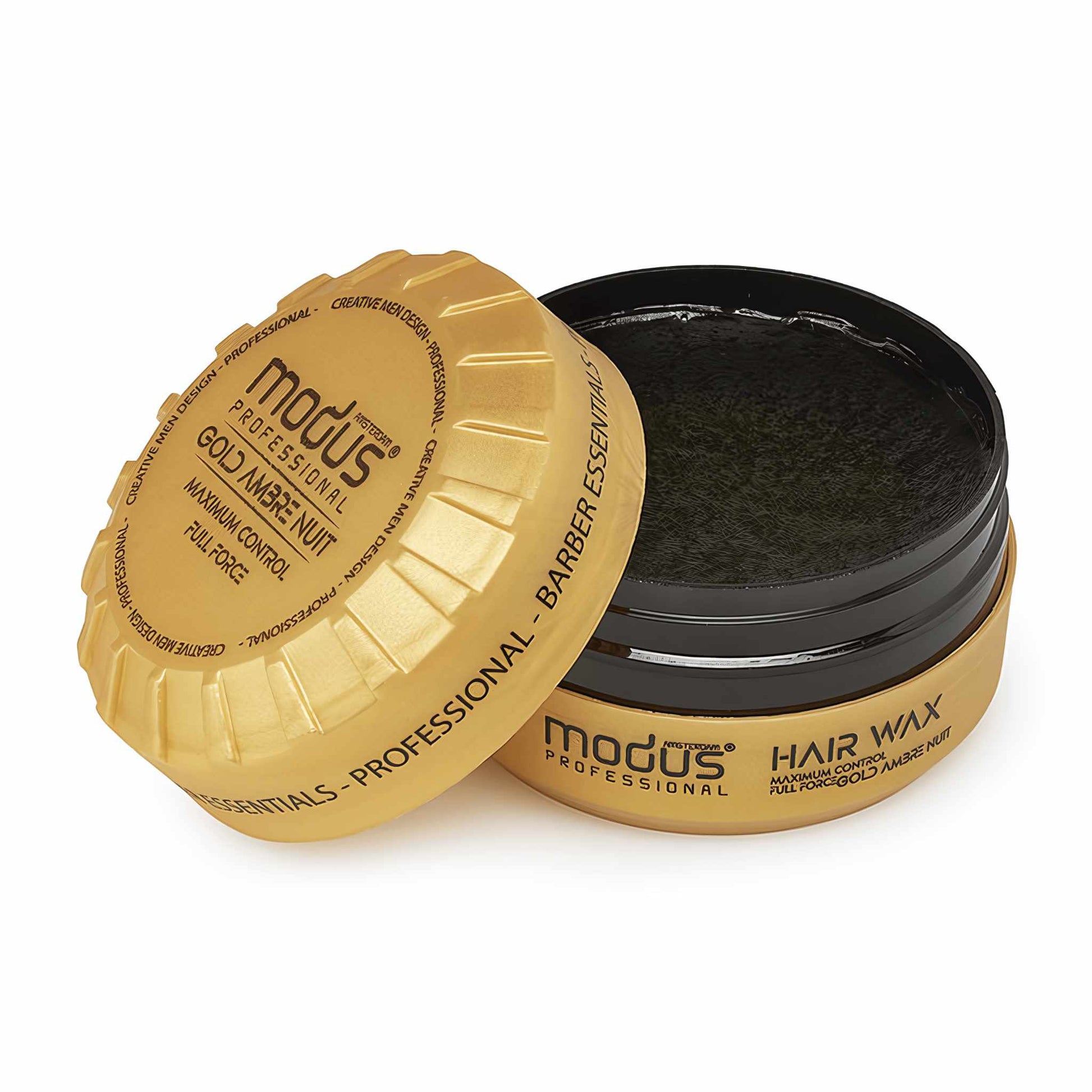 Modus Hair Wax Maximum Control Full Force Gold Ambre Nuit Open Lid 150 ml
