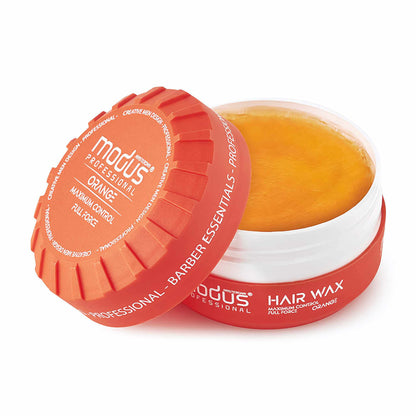 Modus Hair Wax Maximum Control Full Force Orange Open Lid 150 ml