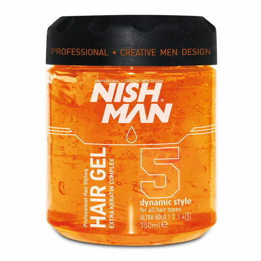 Nishman Hair Styling Gel Ultra Hold 5 Dynamic Style - 750 ml
